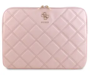 Guess PU Quilted 4G Metal Logo Obal na Notebook 13/14" růžová