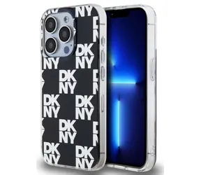 DKNY PC/TPU Checkered Pattern Zadní Kryt pro Apple iPhone 15 Pro černá