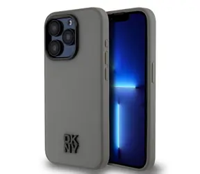 DKNY PU Leather Stack Logo Magsafe Zadní Kryt pro Apple iPhone 15 Pro šedá