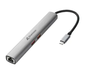 Sharkoon OfficePal Combo Adapter / dokovací adaptér / 1x HDMI 4K@60Hz / 2x USB-A / 2x USB-C / 1x RJ-45