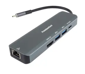 PremiumCord adaptér USB-C na HDMI + 2x USB3.2 + PD 100W+ RJ45 10/100/1000Mbps