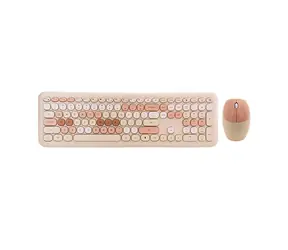 MOFII 666 2.4G béžová / Set bezdrátové klávesnice + myši / US layout / 2.4Ghz USB dongle / 1200DPI 