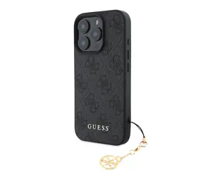 Guess 4G Charm Zadní Kryt pro Apple iPhone 16 Pro Max Tone on Tone šedá