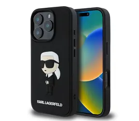 Karl Lagerfeld 3D Rubber Ikonik Zadní Kryt pro Apple iPhone 16 Pro Max černá