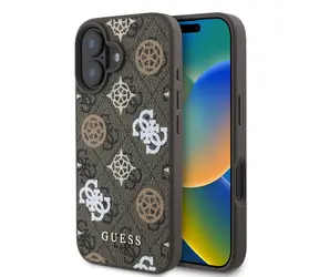 Guess PU 4G Peony MagSafe Zadní Kryt pro Apple iPhone 16 hnědá