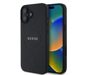 Guess PU Grained Classic Logo MagSafe Zadní Kryt pro Apple iPhone 16 Plus černá