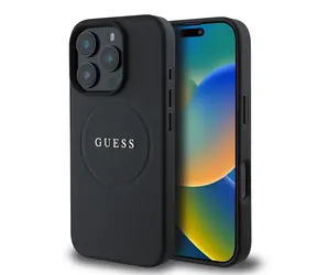 Guess PU Grained Classic Logo MagSafe Zadní Kryt pro Apple iPhone 16 Pro Max černá