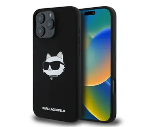 Karl Lagerfeld Liquid Silicone Choupette Head MagSafe Zadní Kryt pro Apple iPhone 16 Pro černá
