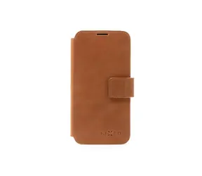 FIXED Kožené pouzdro typu kniha ProFit pro Apple iPhone 16 hnědé / doprodej
