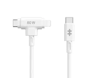 Hyper HyperJuice Nabíjecí hybridní kabel Silicone 60W USB-C (M) - Lightning 1.5m bílá