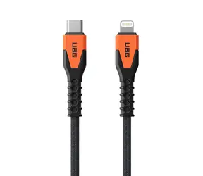 UAG Rugged Kevlar Datový a nabíjecí kabel USB-C (M) - Lightning 1.5m černo-oranžová BULK