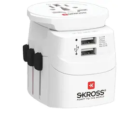 SKROSS cestovní adaptér PRO Light USB World - UK+USA+Austrálie+Čína / 2x USB-A