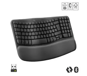 Logitech Wave Keys černá / Ergonomická klávesnice / Bluetooth