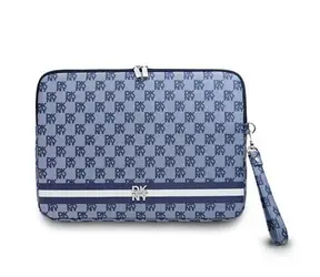 DKNY PU Leather Checkered Pattern and Stripe modrá / pouzdro pro notebook 13-14"