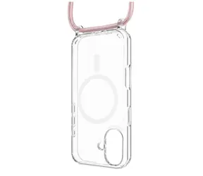 FIXED MagPure Neck Kryt s růžovou šňůrkou na krk pro Apple iPhone 16 / doprodej