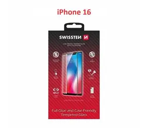 SWISSTEN FULL FLUE COLOR FRAME CASE FRIENDLY ochranné sklo pro Apple iPhone 16 černá