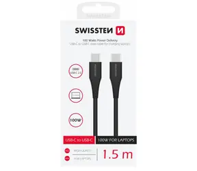 SWISSTEN  Datový kabel TPE USB-C - USB-C 1.5m černá / Power Delivery 5A (100W)
