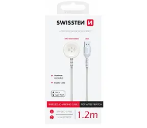 SWISSTEN Kovový magnetický kabel pro Apple Watch USB-A 1.2m bílá / 2.5W / 2 A