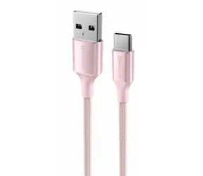SWISSTEN TEXTILE II datový kabel USB - USB-C 1.5m růžová