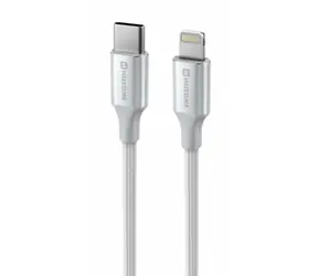 SWISSTEN TEXTILE II datový kabel USB-C - Lightning 1.5m bílá