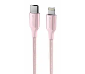 SWISSTEN TEXTILE II datový kabel USB-C - Lightning 1.5m růžová
