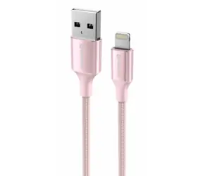 SWISSTEN TEXTILE II datový kabel USB - Lightning 1.5m růžová