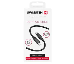 SWISSTEN SOFT SILICONE datový kabel USB-C - USB-C 0.4m černá
