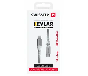 SWISSTEN KEVLAR datový kabel USB-C - USB-C 1.5m bílá