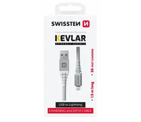 SWISSTEN KEVLAR datový kabel USB - Lightning 1.5m bílá