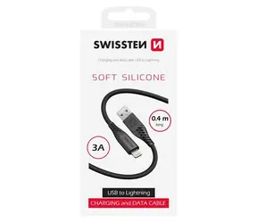 SWISSTEN SOFT SILICONE datový kabel USB - Lightning 0.4m černá