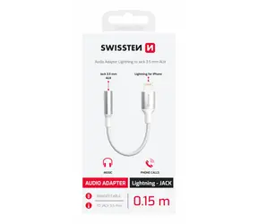 SWISSTEN TEXTILE Audio adaptér Lightning - 3.5mm Jack 0.15m bílá
