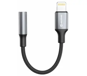 SWISSTEN TEXTILE Audio adaptér Lightning - 3.5mm Jack 0.15m černá