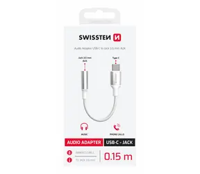 SWISSTEN TEXTILE Audio adaptér USB-C (M) - 3.5mm Jack 0.15m bílá