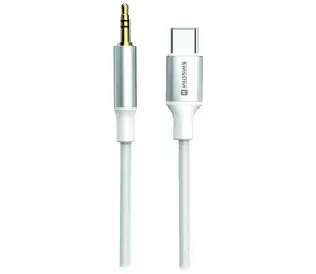 SWISSTEN TEXTILE Audio adaptér USB-C (M) - 3.5mm Jack 1.5m bílá