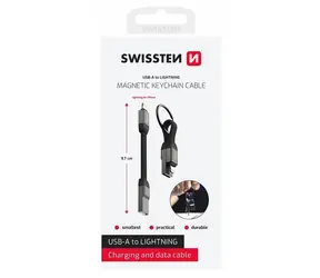 SWISSTEN Magnetický keychain kabel USB-A (F) - Lightning 9.7cm / 15W