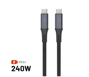 FIXED Nabíjecí a datový opletený kabel s konektory USB-C/USB-C PD 3.1 1.2 m USB4gen2 20Gbps 4K60Hz 240W šedý