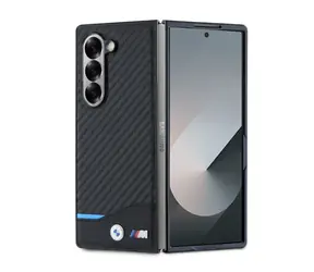 BMW M PU Carbon Blue Line Zadní Kryt pro Samsung Galaxy Z Fold 6 černá