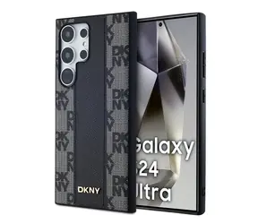 DKNY PU Leather Checkered Pattern Magsafe Zadní Kryt pro Samsung Galaxy S24 Ultra černá
