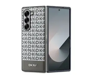 DKNY PU Leather Repeat Pattern Bottom Stripe Zadní Kryt pro Samsung Galaxy Z Flip 6 hnědá