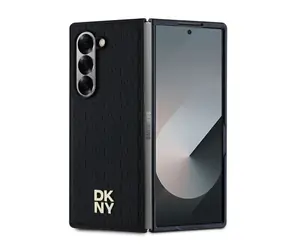 DKNY PU Leather Repeat Pattern Stack Logo MagSafe Zadní Kryt pro Samsung Galaxy Z Fold 6 černá