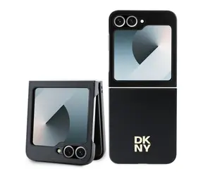 DKNY PU Leather Stack Logo Zadní Kryt pro Samsung Galaxy Z Flip 6 černá