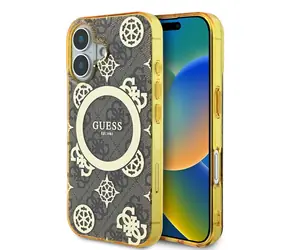Guess IML 4G Peony MagSafe Zadní Kryt pro Apple iPhone 16 hnědá