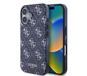 Guess IML Denim Effect MagSafe Zadní Kryt pro Apple iPhone 16 tmavě modrá