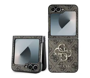 Guess PU 4G Metal Logo Zadní Kryt pro Samsung Galaxy Z Flip 6 hnědá