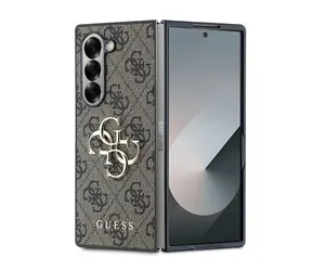 Guess PU 4G Metal Logo Zadní Kryt pro Samsung Galaxy Z Fold 6 hnědá