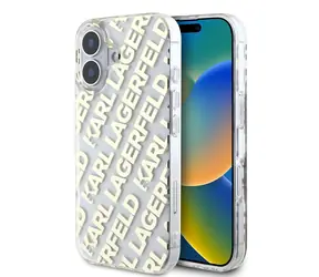 Karl Lagerfeld IML Electroplated Repeated Logo Zadní Kryt pro Apple iPhone 16 zlatá