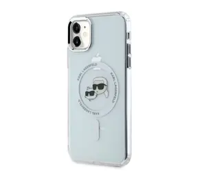 Karl Lagerfeld IML K&CH Heads Metal Frame MagSafe Zadní Kryt pro Apple iPhone 11 čirá