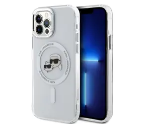 Karl Lagerfeld IML K&CH Heads Metal Frame MagSafe Zadní Kryt pro Apple iPhone 12/12 Pro čirá