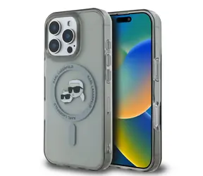 Karl Lagerfeld IML K&CH Heads Metal Frame MagSafe Zadní Kryt pro Apple iPhone 16 Pro černá