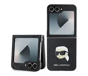 Karl Lagerfeld PU Saffiano Monogram Karl Head Zadní Kryt pro Samsung Galaxy Z Flip 6 černá